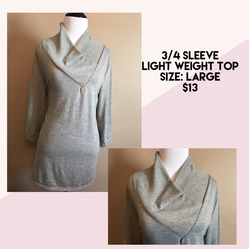 Light weight 3/4 sleeve cowl neck top